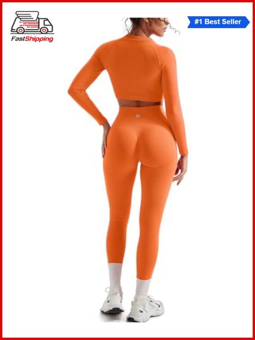 ✨SUUKSESS 2 Piece Workout Set Seamless Scrunch Butt Leggings & Crop Top